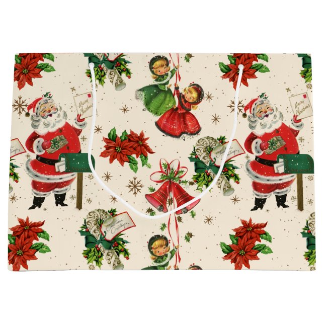 Retro-Weihnachtsschätze  Große Geschenktüte (Vorderseite)
