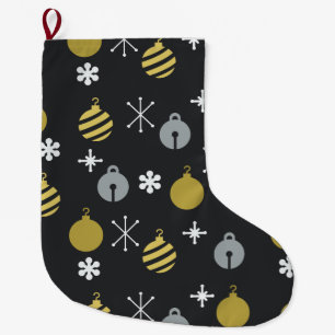 Retro Weihnachtsschmuck Black Gold Großer Weihnachtsstrumpf