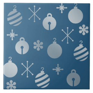 Retro Weihnachtsschmuck Blue Silver Fliese
