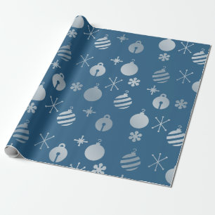 Retro Weihnachtsschmuck Blue Silver Geschenkpapier