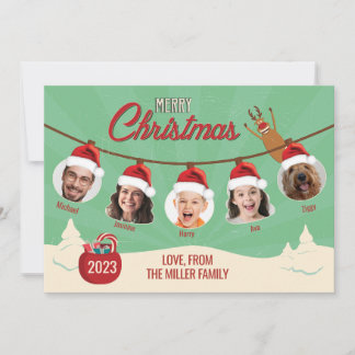 Retro Weihnachtsschmuck Familienkarte Einladung