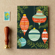 Retro Weihnachtsschmuck Frohe Festtage Card