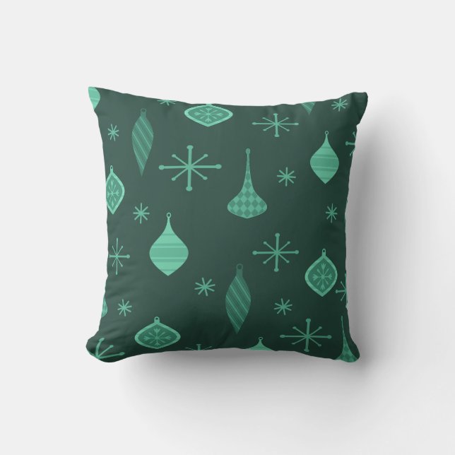 Retro Weihnachtsschmuck Green Kissen (Vorderseite)