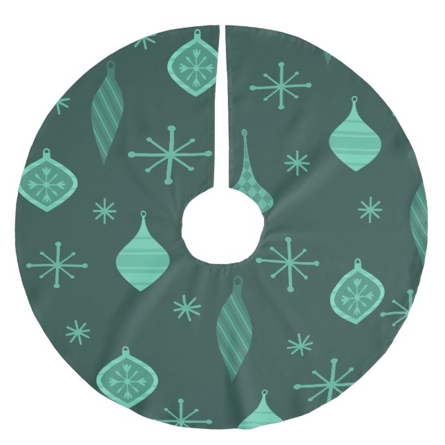 Retro Weihnachtsschmuck Green Polyester Weihnachtsbaumdecke (Vorderseite)