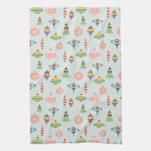 Retro Weihnachtsschmuck Moderne Mitte des Jahrhu Geschirrtuch