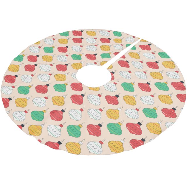 Retro Weihnachtsschmuck Muster Polyester Weihnachtsbaumdecke (Schrägansicht)