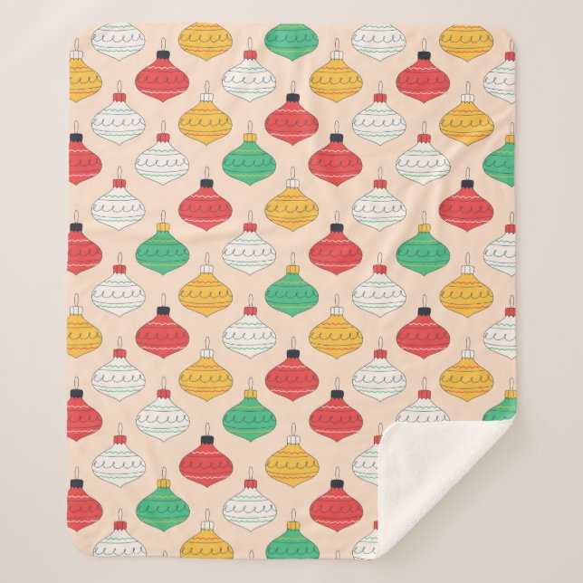 Retro Weihnachtsschmuck Muster Sherpadecke (Vorderseite)