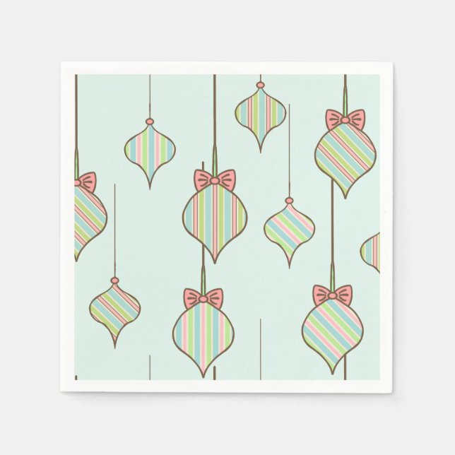 Retro Weihnachtsschmuck Napkins Serviette (Vorderseite)