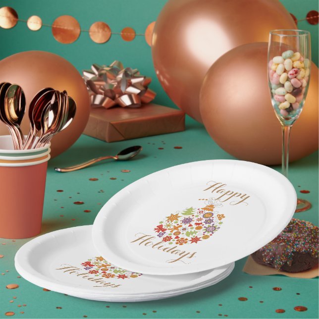 Retro Weihnachtsschmuck Pappteller (Multi)