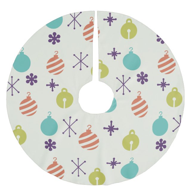 Retro Weihnachtsschmuck Schneeflocken Polyester Weihnachtsbaumdecke (Vorderseite)