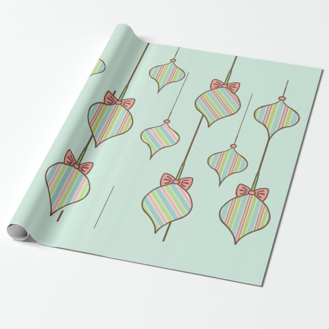 Retro Weihnachtsschmuck Umschlagpapier Geschenkpapier (Ungerollt)