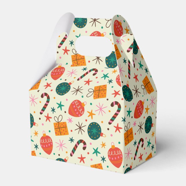 Retro Weihnachtsschmuck und Geschenkmuster Geschenkschachtel (Vorderseite)