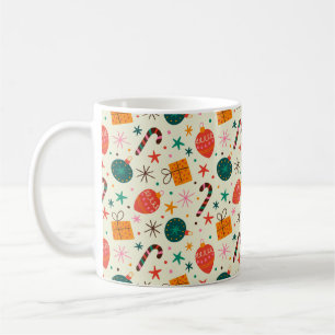 Retro Weihnachtsschmuck und Geschenkmuster Kaffeetasse