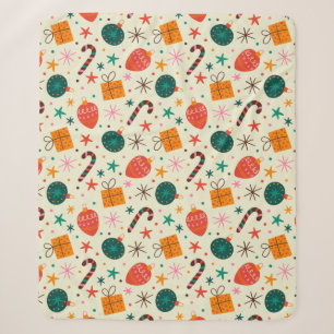 Retro Weihnachtsschmuck und Geschenkmuster Sherpadecke