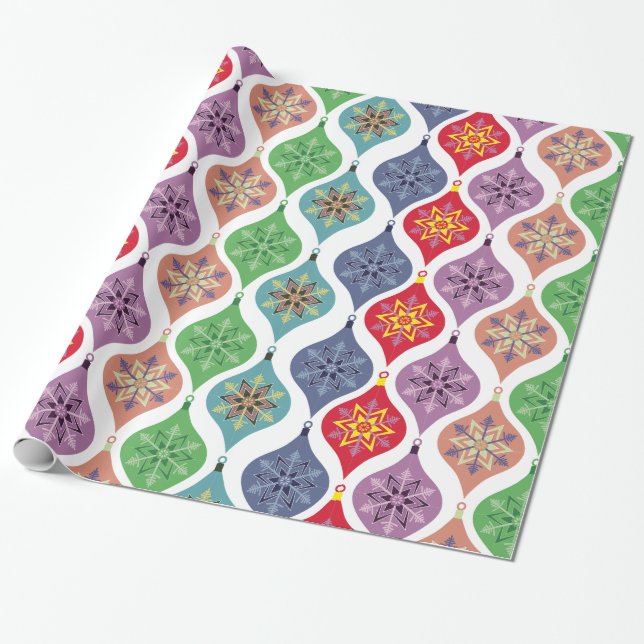 Retro Weihnachtsschmuck Urlaubspapier Geschenkpapier (Ungerollt)