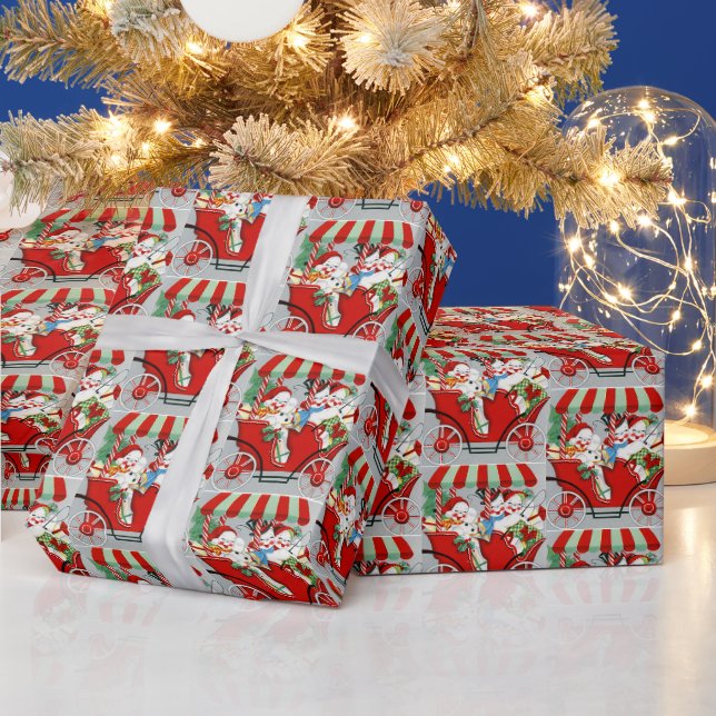 Retro-Weihnachtsschnee Familie Geschenkpapier (Feiertage)