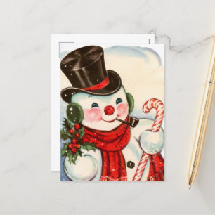 Retro-Weihnachtsschneemann Feiertagspostkarte