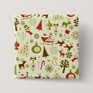 Retro Weihnachtsskizze-nahtloses Muster Button