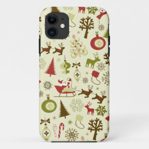 Retro-Weihnachtsskizze Nahtloses Muster iPhone 11 Hülle