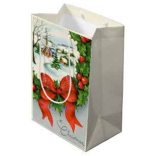 Retro-Weihnachtsstadt Holiday Mittlere Geschenktüte