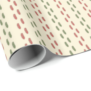 Retro-Weihnachtsstickerei in Grün-Rot-Creme Geschenkpapier