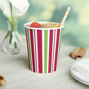 Retro Weihnachtsstreifen Papieraufkleber Pappbecher