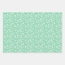 Retro Weihnachtsstreifen, Polka Dots, Rentier Geschenkpapier Set