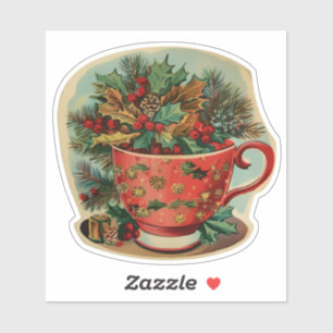 Retro-Weihnachtstasse Stillleben Aufkleber