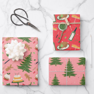 Retro-Weihnachtsverpackung Geschenkpapier Set