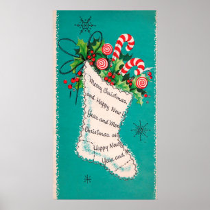 Retro WeihnachtsVintages Strumpf-Dekorplakat Poster