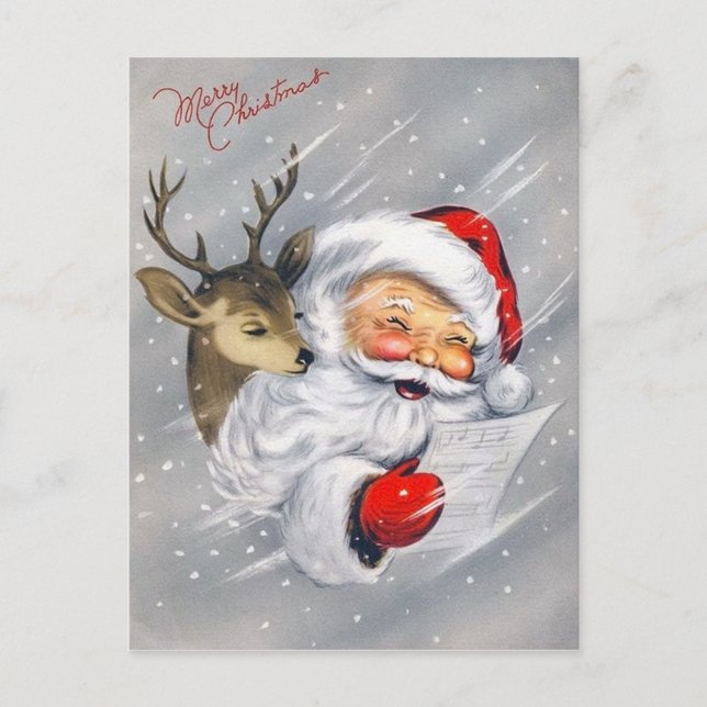 Retro-Weihnachtsweihnachtsfeier Weihnachtsfeiertag Feiertagspostkarte (Vorderseite)