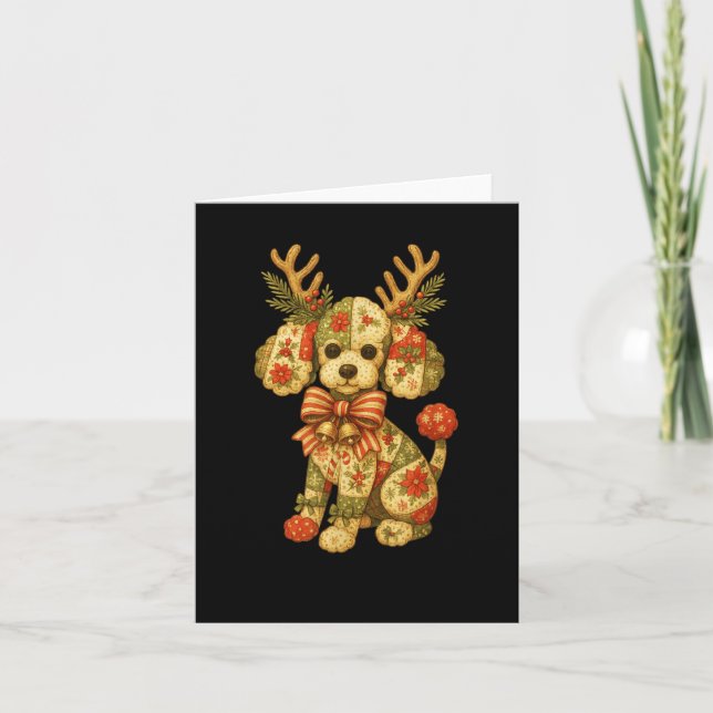Retro-Weihnachtszeit-Patchwork-Odle-Hundefreunde-F Karte (Vorderseite)