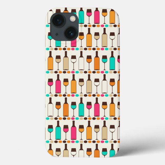 Retro-Weinflaschen und -gläser Case-Mate iPhone Hülle (Rückseite)