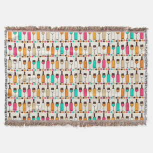 Retro Weinflaschen und -gläser Decke