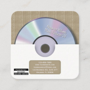 Retro Weiß Musikproduzent CD DJ Quadratische Visitenkarte