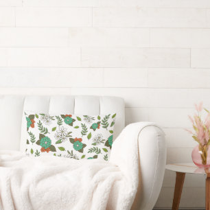 Retro Weiß und Grün Floral Lendenkissen