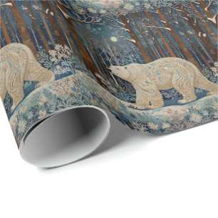 Retro-Weißbär boho Winterwald Geschenkpapier