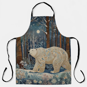 Retro-Weißbär boho Winterwald Schürze