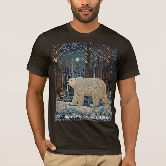 Retro-Weißbär boho Winterwald T-Shirt (Vorderseite)