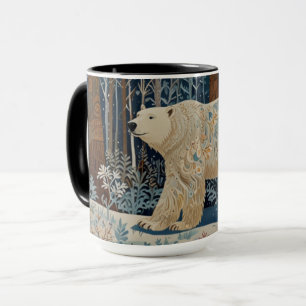 Retro-Weißbär boho Winterwald Tasse