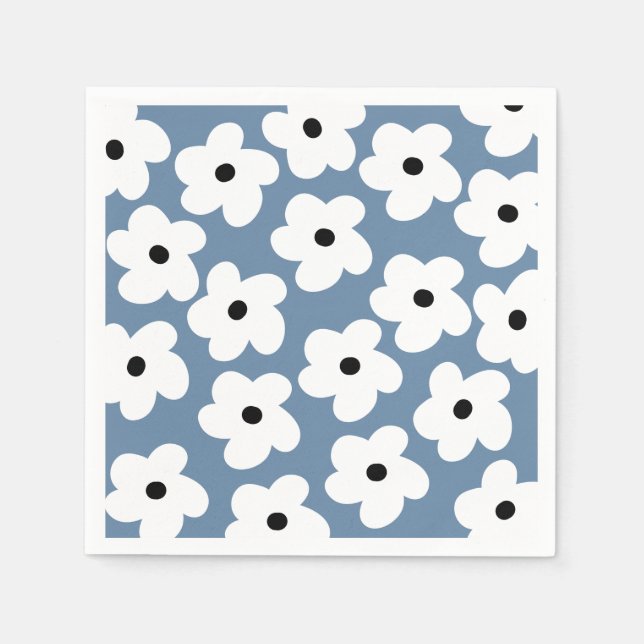 Retro Weiße Blume Serviette (Vorderseite)