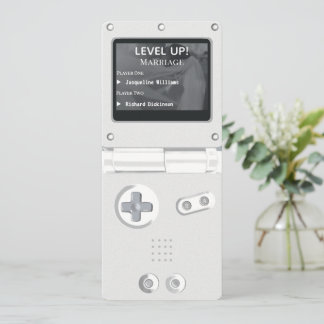Retro Weiße Handheld-Spiele-Hochzeitseinladung Einladung