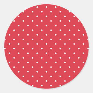 Retro-weiße Polka-Punkte auf rotem Hintergrund Runder Aufkleber