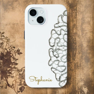 Retro-Weißer, minimalistischer, monogramm-Crochet Case-Mate iPhone Hülle
