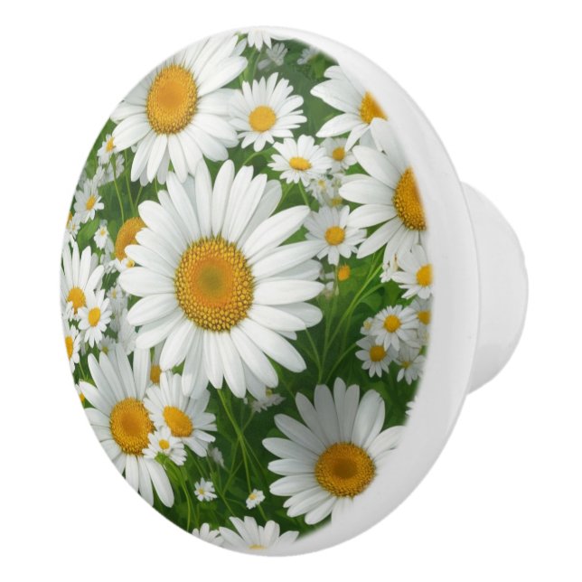 Retro-weißes blumenweißes Farbmuster Keramikknauf (Rechts)