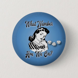 Retro-"Welche Runde haben wir" Bunco Button