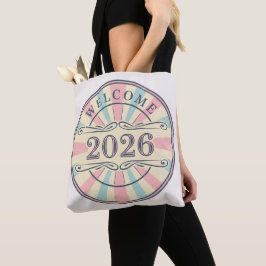 Retro Welcome 2026 New Year Tote Bag Tasche