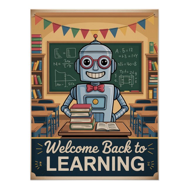 Retro "Welcome back to Learning" Printable Poster (Vorderseite)