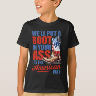 Retro We'll Put A Boot Western Cowgirl Usa Flagge T-Shirt