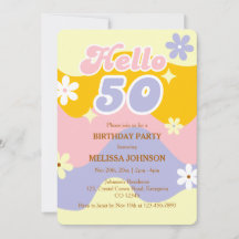Retro-Welle Groovy-Blume Hallo 50. Geburtstag 